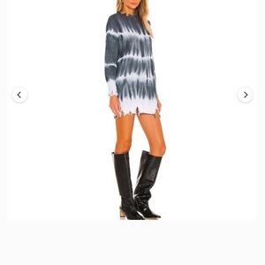 superdown Black and White Tie-Dye Long Sleeve Dress
